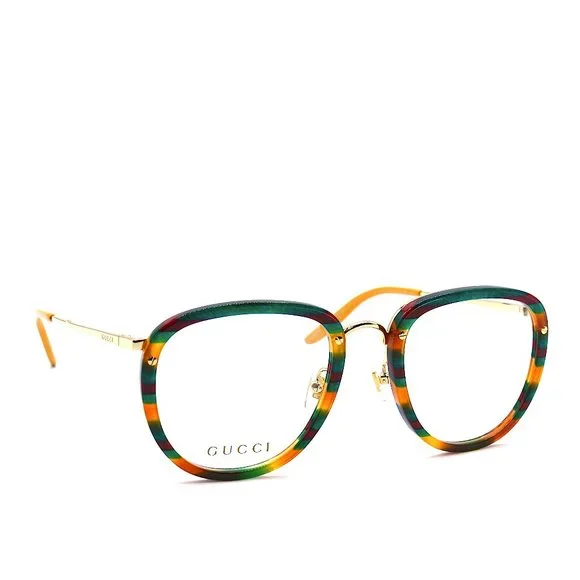 NEW GUCCI GG0675o 004 STRIPE HAVANA AUTHENTIC EYEGLASSES FRAME - Picture 2 of 13